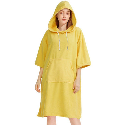 Quick dry Solid microfiber Changing Robe Surf Poncho Hooded Beach Towel Hooded Poncho Towel For Adults men and women