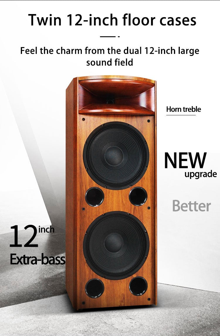Alto-falante de chão de alta qualidade H18 de nível audiófilo, de madeira maciça, tipo corneta, duplo de 12 polegadas, tipo hifi, passivo