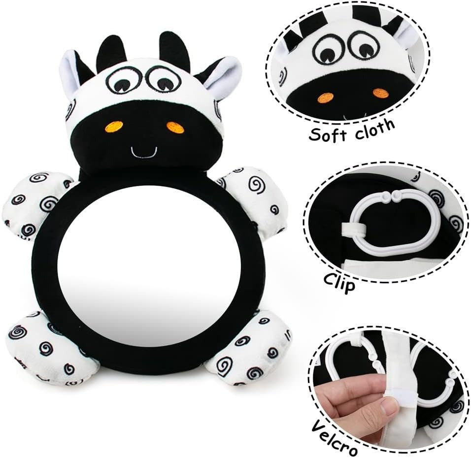 Espelho de Bebê Multifuncional, Alto Contraste Preto e Branco, Tummy Time, Presente de aniversário/Natal para meninos e meninas, para carro