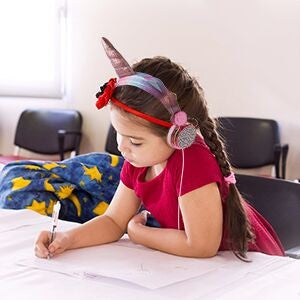 Unicorn Kids Pink Headphones for Girls Children Teens Wired Headset w/Microphonefor School Birthday Xmas Unicorn Gift