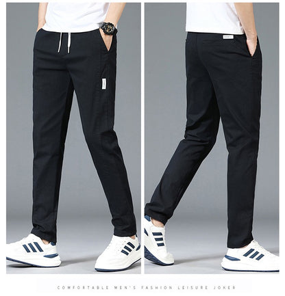6 Colour Summer Men's Classic  Cotton Solid Color Fashion Business Casual Pants Elastic Waist Korean Fashion Men Clothing 28-38