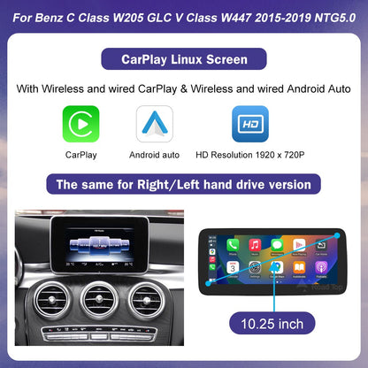 Wireless Carplay Linux Screen for Mercedes Benz W205 GLC A C V Class W447 CLA GLA 2015-2019 GPS With Android Auto Car Multimedia