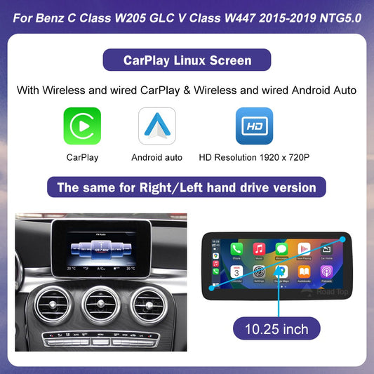 Wireless Carplay Linux Screen for Mercedes Benz W205 GLC A C V Class W447 CLA GLA 2015-2019 GPS With Android Auto Car Multimedia