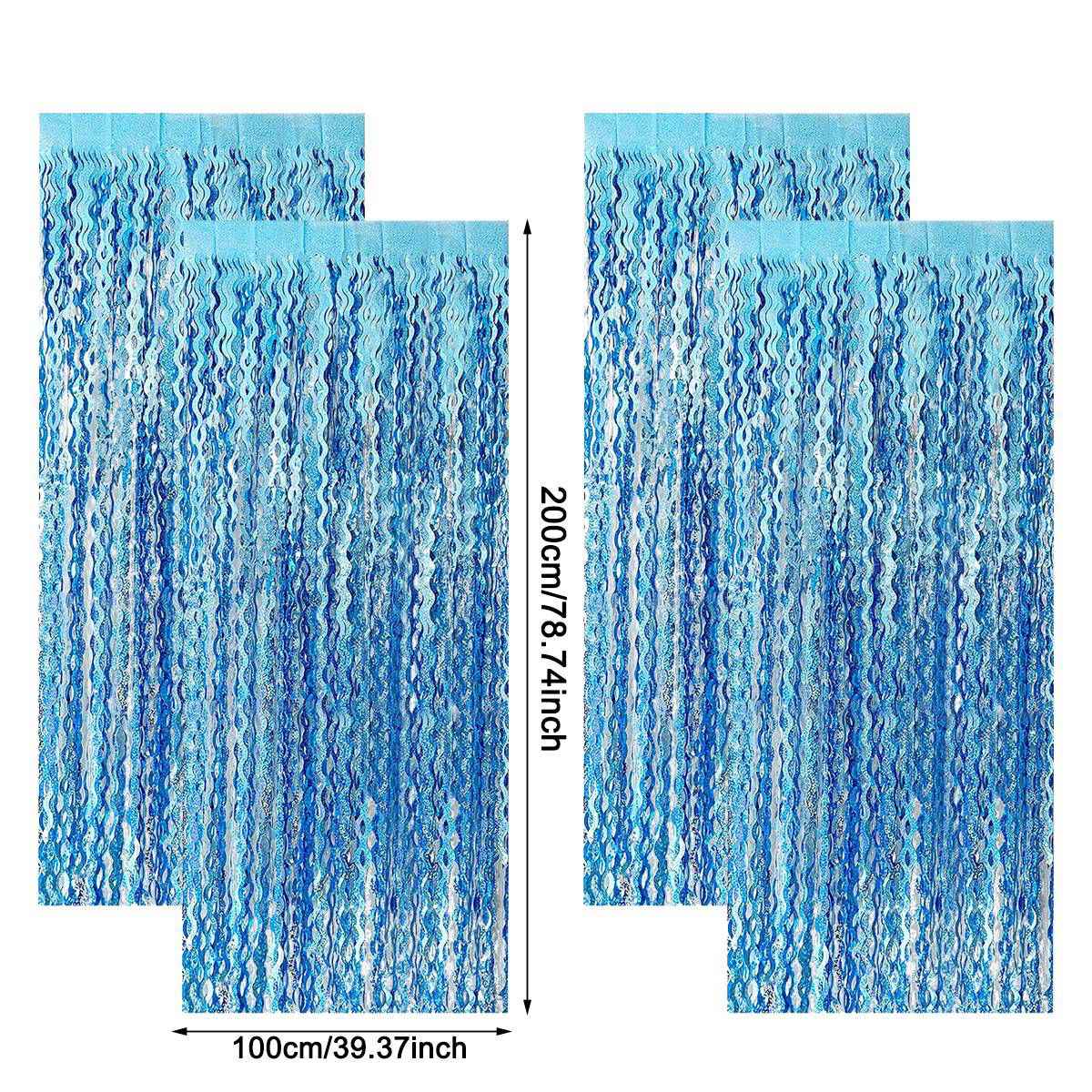 1x2m Wave Pattern Foil Curtain Decor Balloon Rain Tinsel Fringe Streamer Background for Birthday Party Wedding Decoration