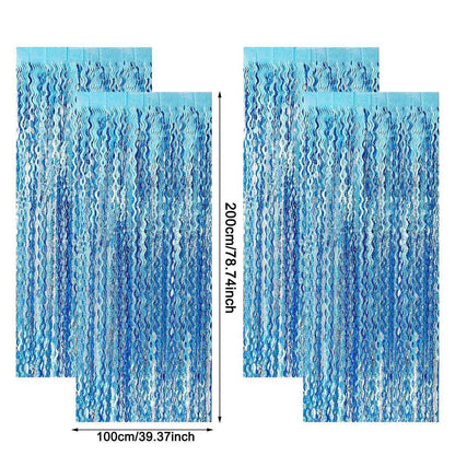 1x2m Wave Pattern Foil Curtain Decor Balloon Rain Tinsel Fringe Streamer Background for Birthday Party Wedding Decoration