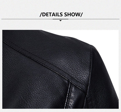 Faux Leather Jacket Men High Quality Casual Motorcycle Windbreaker Stand Collar New Fashion Wool Liner PU Coat Streetwear