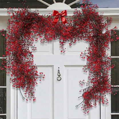 1.8m Artificial Hanging Plants Garland Plastic Red Ferns Fake Ivy Plant for Christmas Home Wedding Table Party Garden Decoration