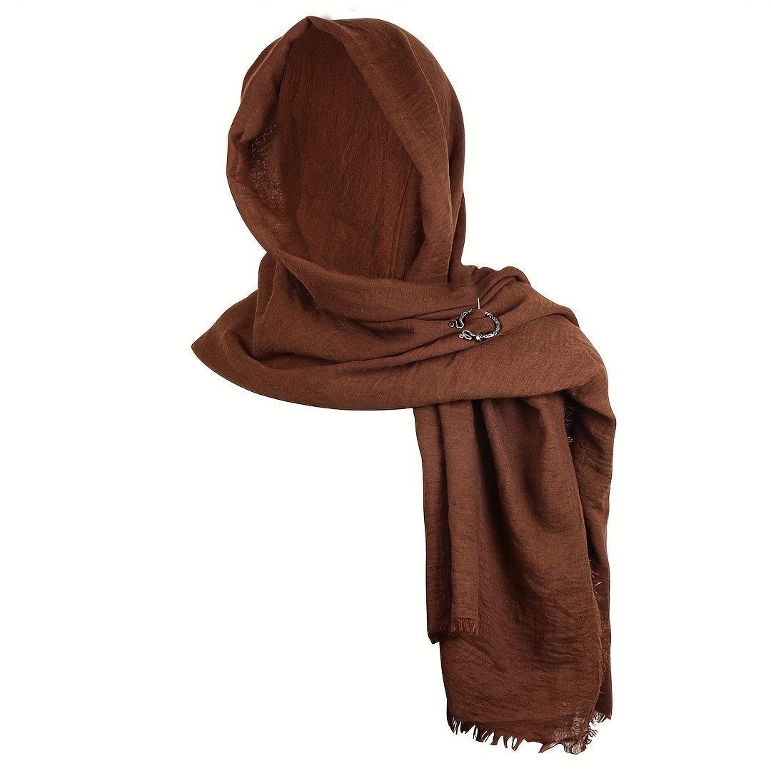Renaissance Costume Medieval Post Apocalyptic Shawl Scarf, Cloak with Hood Cowl