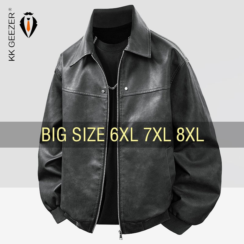 Leather Jacket Men Suede Coats Black Oversized 6XL 7XL 8XL Plus Size Street Motorcycle Autumn Hip Hop Brand Waterproof Autumn