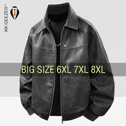 Leather Jacket Men Suede Coats Black Oversized 6XL 7XL 8XL Plus Size Street Motorcycle Autumn Hip Hop Brand Waterproof Autumn