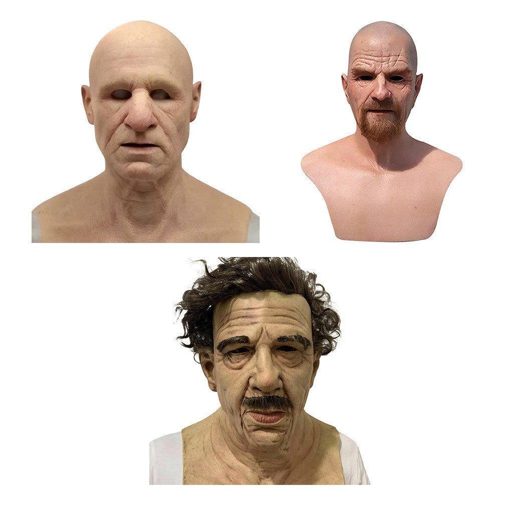 Elderly Woman Man Mask Wrinkle Full for Head Mask Grandpa/Grandma Face Mask Devil Novelty Supplies Halloween Party Cosplay Props