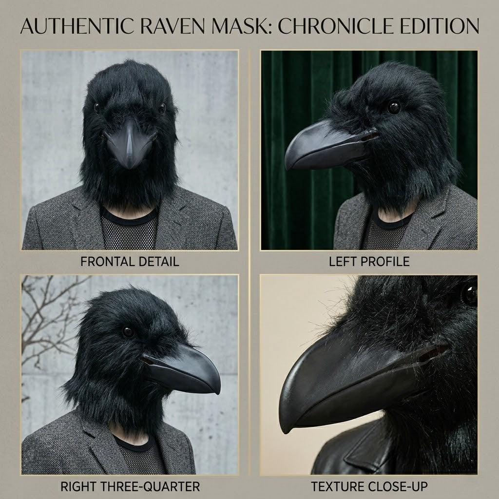 Unique Shaggy Feather Raven Mask Creative Black Animal Costume Accessories For Halloween Party Cosplay Themed Event