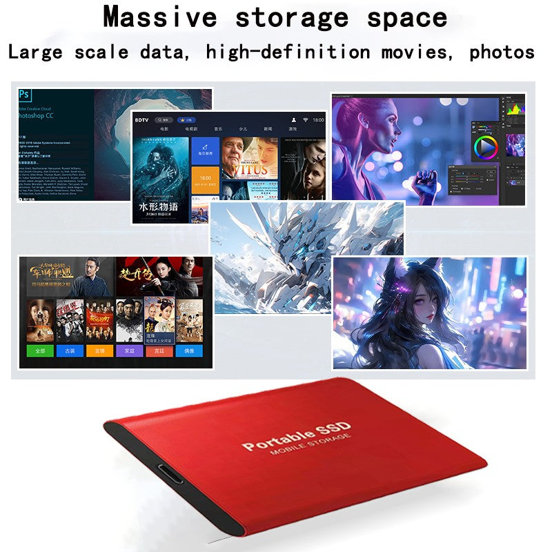 SSD Externo Premium 2TB/4TB com Interface USB 3.1/Tipo-C de Alta Velocidade à Prova D'água e Poeira, Adequado para PC/Mac