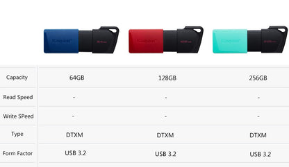 Pen Drive Kingston USB 3.2 Gen 1 Unidade Flash 64GB 128GB 256GB Disco Flash Mini Chave de Memória Original Pen Drive 3.2 para PC