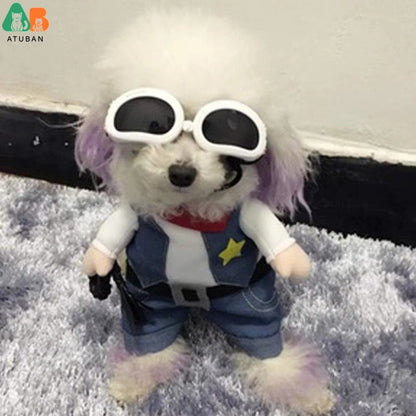 Fantasias de Halloween para Cães e Gatos, Uniforme de Cowboy do Oeste com Chapéu, Roupa Engraçada de Cowboy para Pets, Fantasia Engraçada para Gatos e Cães Pequenos