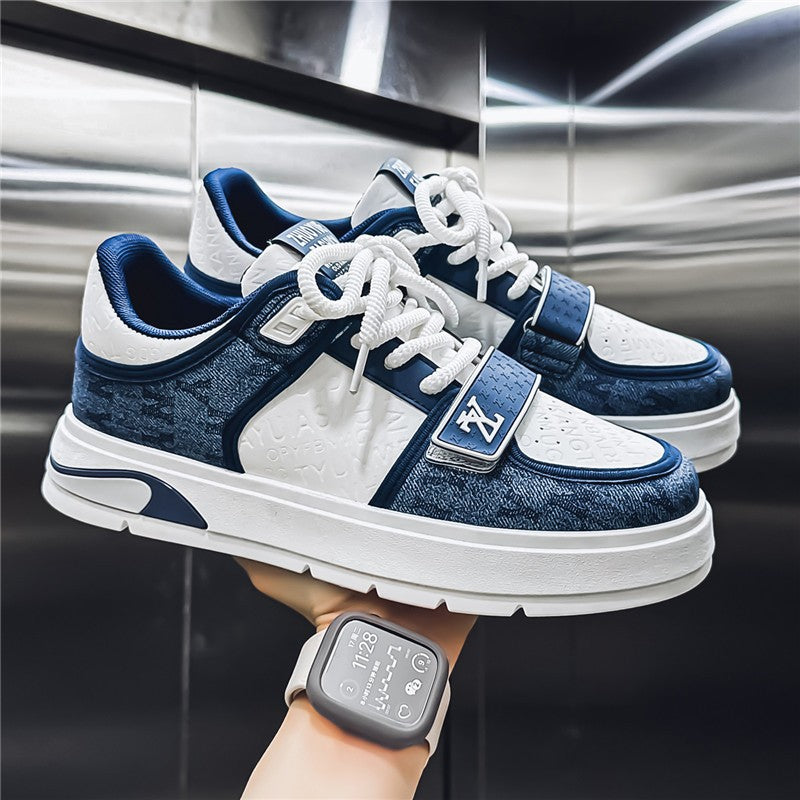 Tênis Masculino Azul da Moda 2025 Calçados Streetwear Hip Hop Tênis Casual Primavera Skate Tênis de Grife de Luxo Masculino
