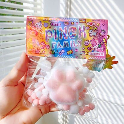 Dropshipping Fidget Toy Mini Squishy Toys Kawaii Plush Soft Cat Paw Transparent Silicone Cube Stress Relief Squeeze Toy