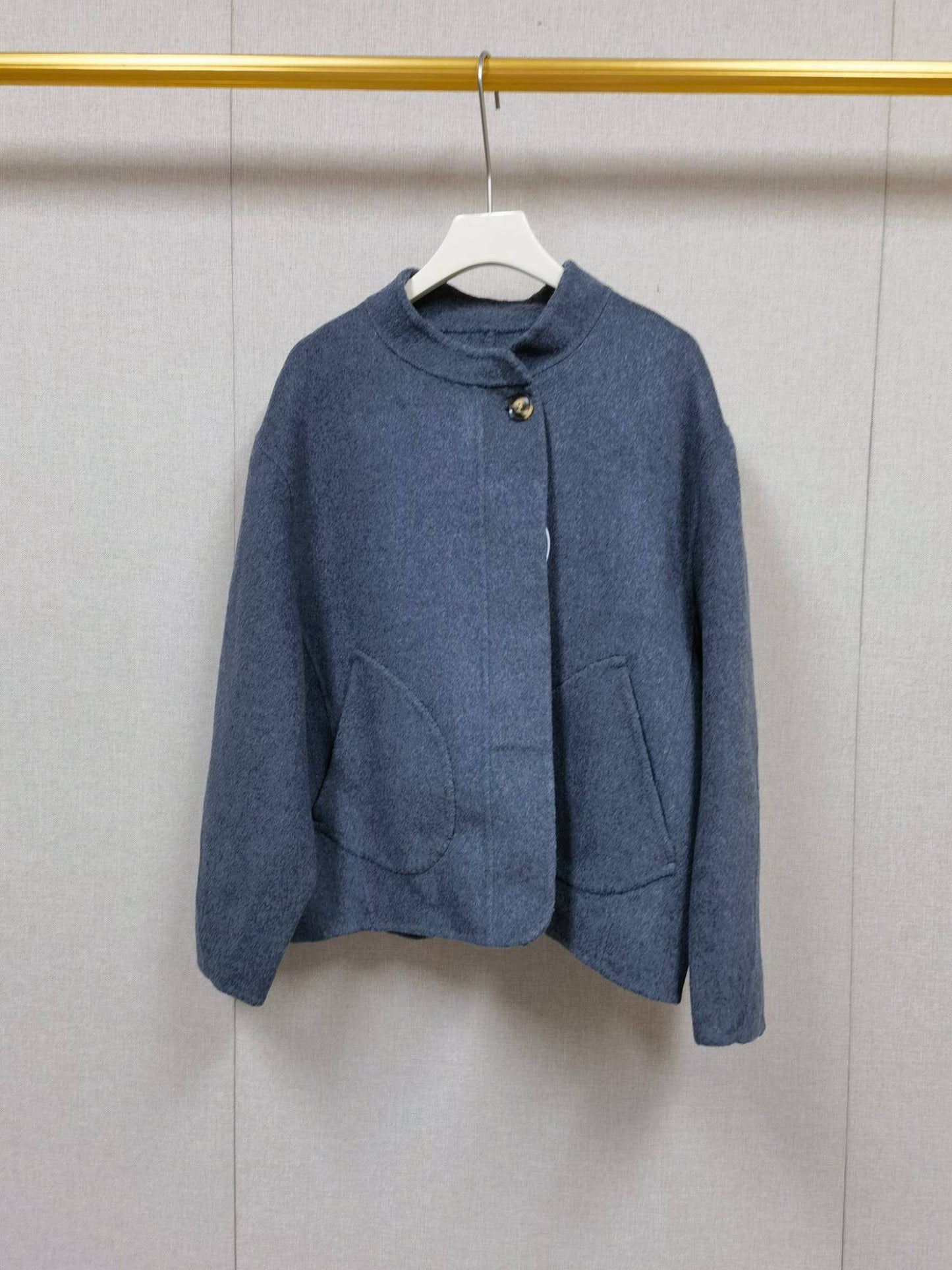 2025 Autumn Winter Fashion Women 3 Colors Single Breasted Stand Collar Coat Lady Double Sided Woolen Jacket