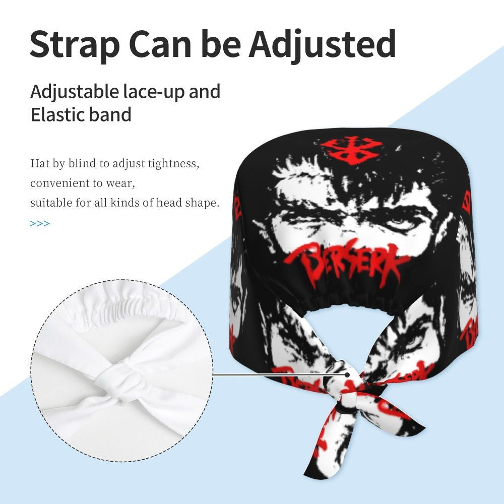 Touca Cirúrgica Clássica Personalizada com Logo de Anime Japonês B-Bereserks para Homens e Mulheres, Touca de Médico e Enfermeiro para Dentista