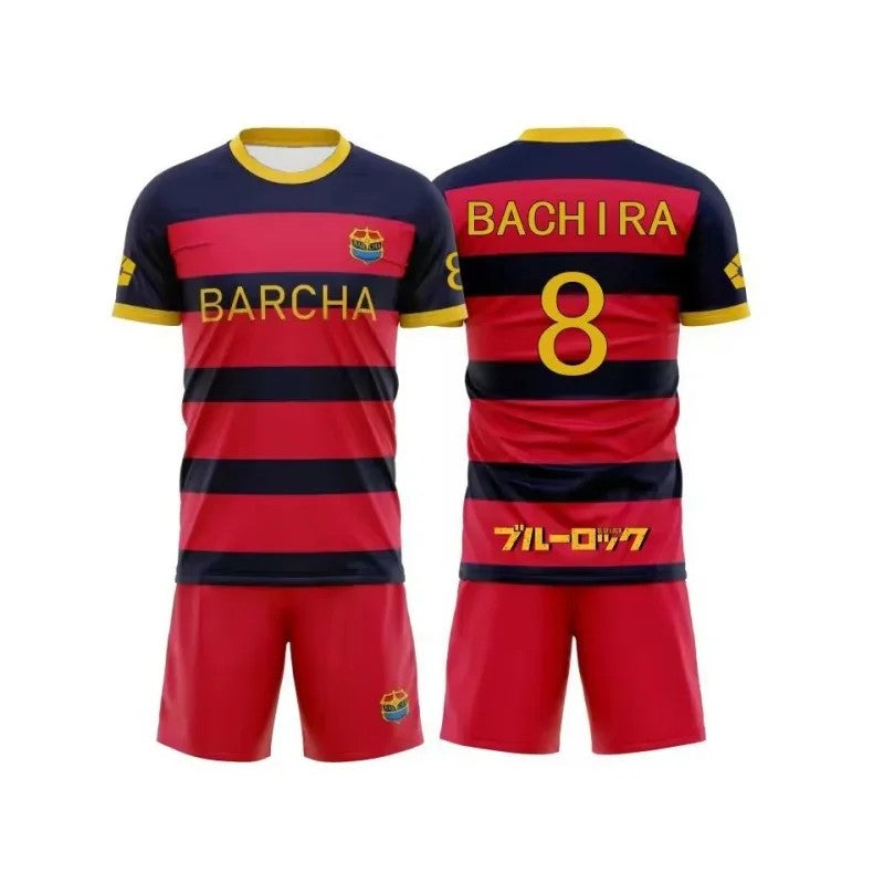 Anime Bachira Shirt Cosplay Costumes FC Barcha Team Football Jersey Meguru Bachira Shirts Shorts Set 3D Printing