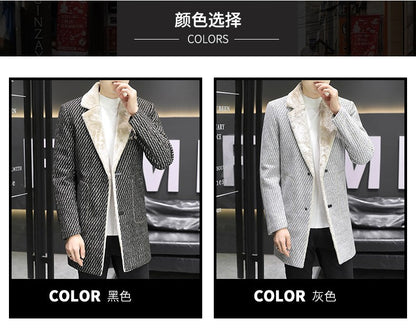 2021 Winter Corduroy Wool Blends Jacket Men Plus Velvet Thickened Warm Overcoat Casual Business Social Windbreaker Men Clothing