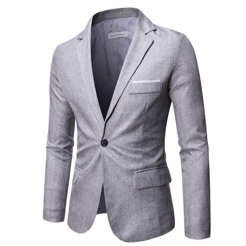 Blazer Pattern Versatile Wedding Men Fashion Business Gentleman Herringbone British Style Professional Casual Performance Blazer