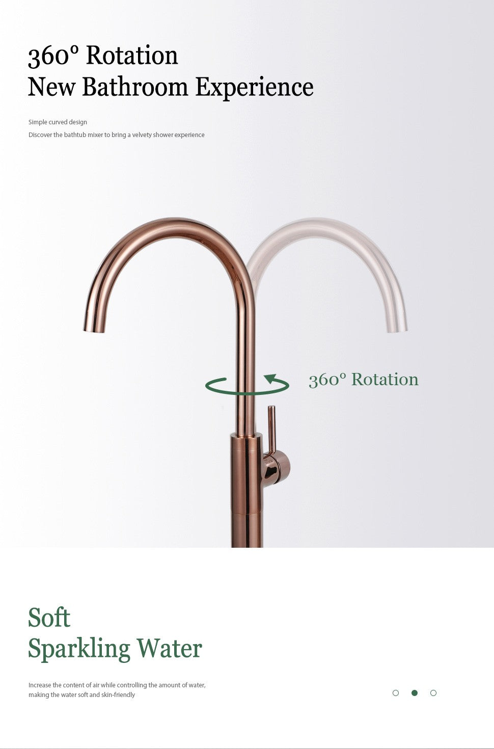 Bathroom Bathtub Floor Stand Faucet Rose Gold Mixer Single Handle Tap 360 Rotation Spout With Brass Hand Hot &Cold Water Shower