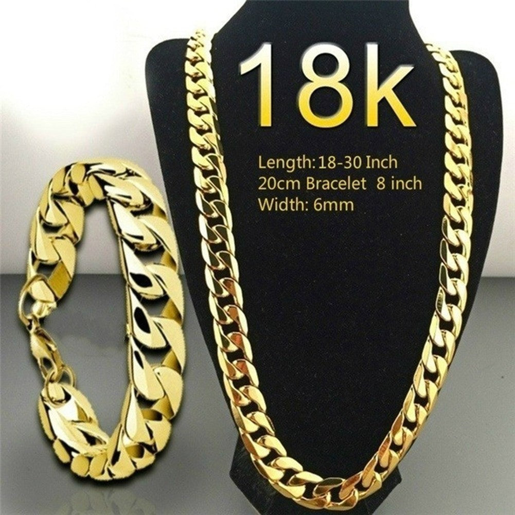 Colar Masculino de Ouro 18K Moda Masculina Colar de Ouro 18K Corrente Cubana Colar Para Homens Presentes de Joias