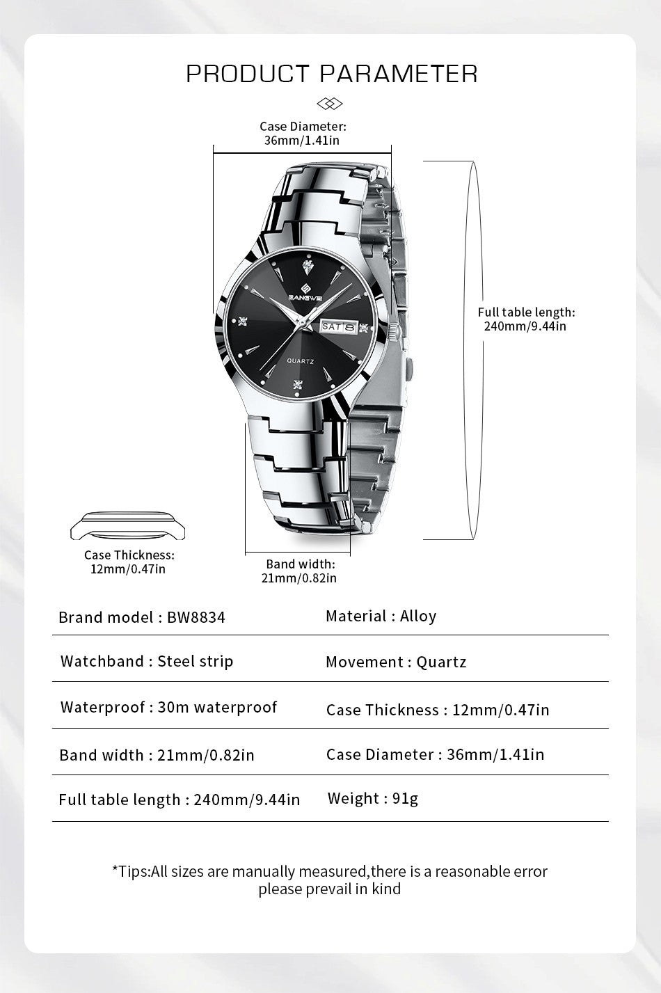 BANGWEI 2026 NEW Women's Watch Fashion Waterproof Luminous Elegant Weekly Calendar Exquisite women's quartz wrist watch reloj