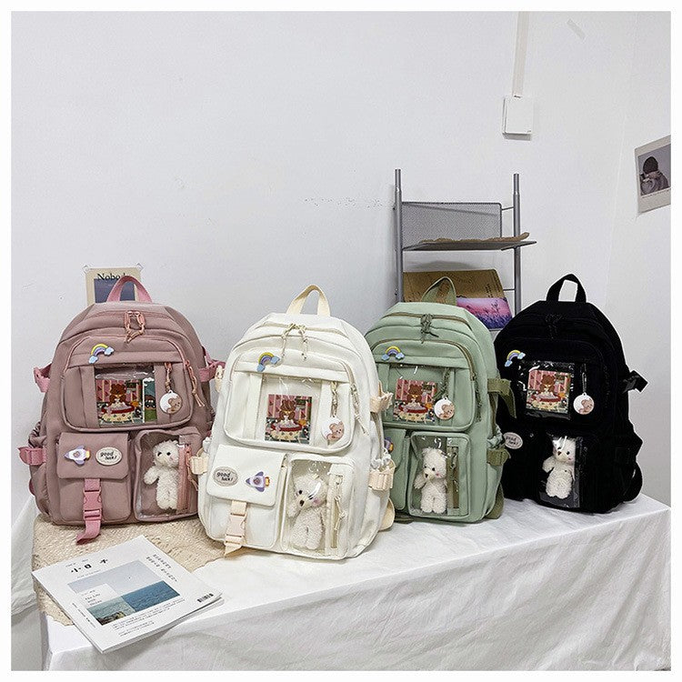 Mochila Feminina Fofa Desenho Animado Moda Adolescente Estudante Mochila Escolar Adorável Bolsa Feminina Mochila Escolar Versátil para Meninas