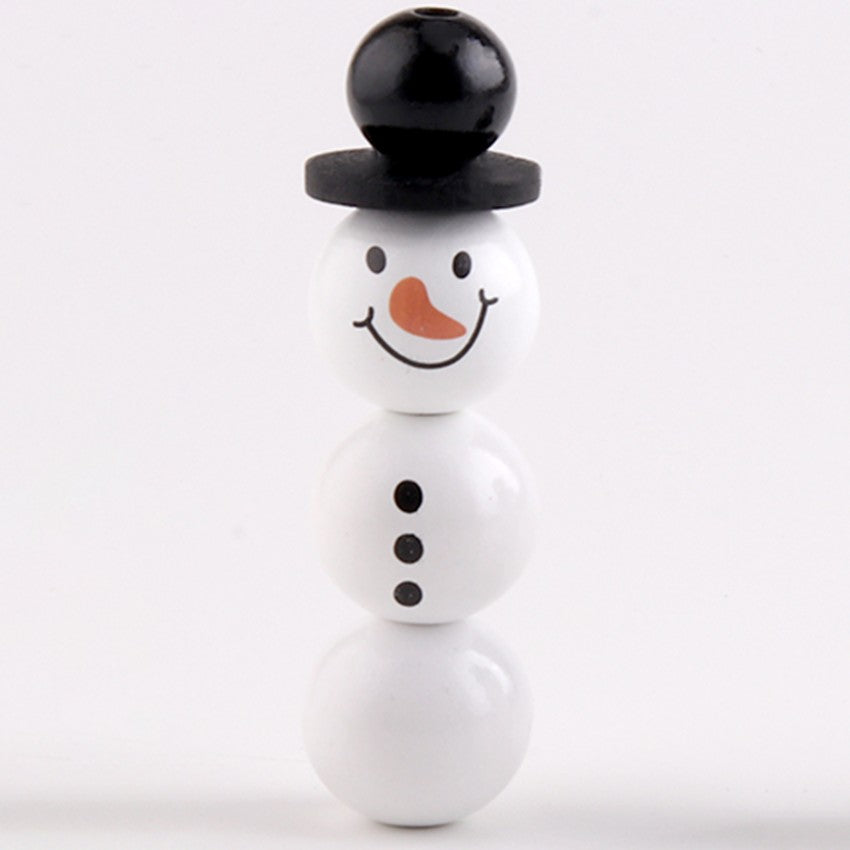 NANA Christmas Snowman Wood Craft Beads Christmas Theme Painted Diy Festive Party Decoration Fashion Custom Craft Accessories