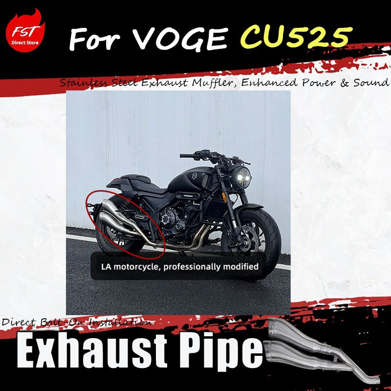 For VOGE CU525 special modified accessory HA dolphin dual exhaust system - the full-length sound is deep and low-pitched.