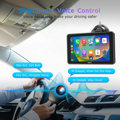 ESSGOO 7 polegadas Portátil Wireless Carplay MP5 Player BT Tela Sensível ao Toque Android Auto Rádio Automotivo Universal Estéreo GPS WiFi