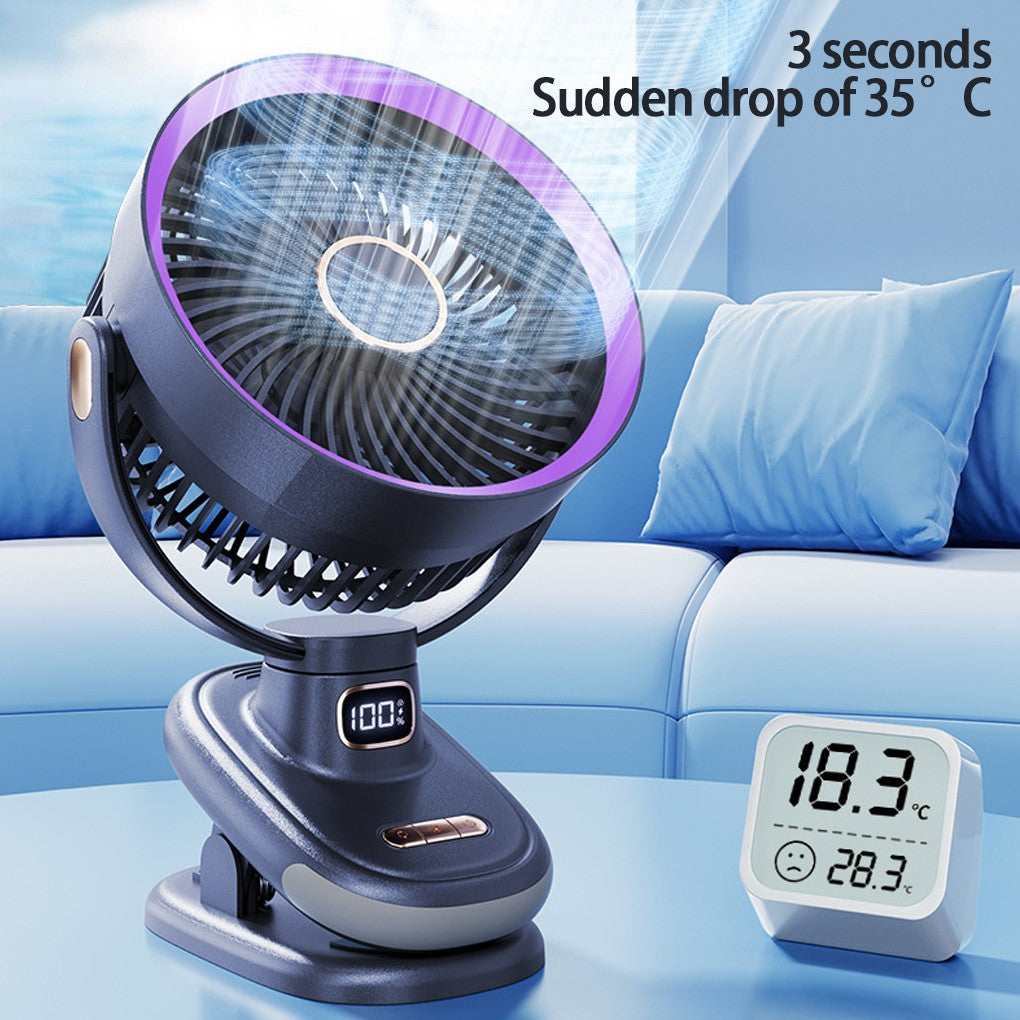 Ventilador Portátil de Parede e Mesa com Ajuste de Ângulo Livre, Clipe, Mini Ventilador de Carregamento para Circulação de Ar