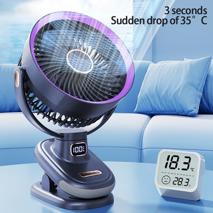 Ventilador Portátil de Parede e Mesa com Ajuste de Ângulo Livre, Clipe, Mini Ventilador de Carregamento para Circulação de Ar