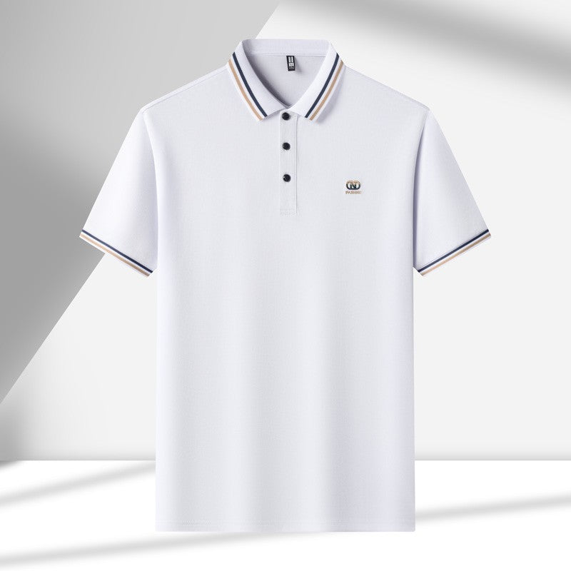 High End Quality Men's Polo Shirt Striped Collar Letter Print Short Sleeve Shirt Summer Lapel T-Shirt Business Trend Menswear