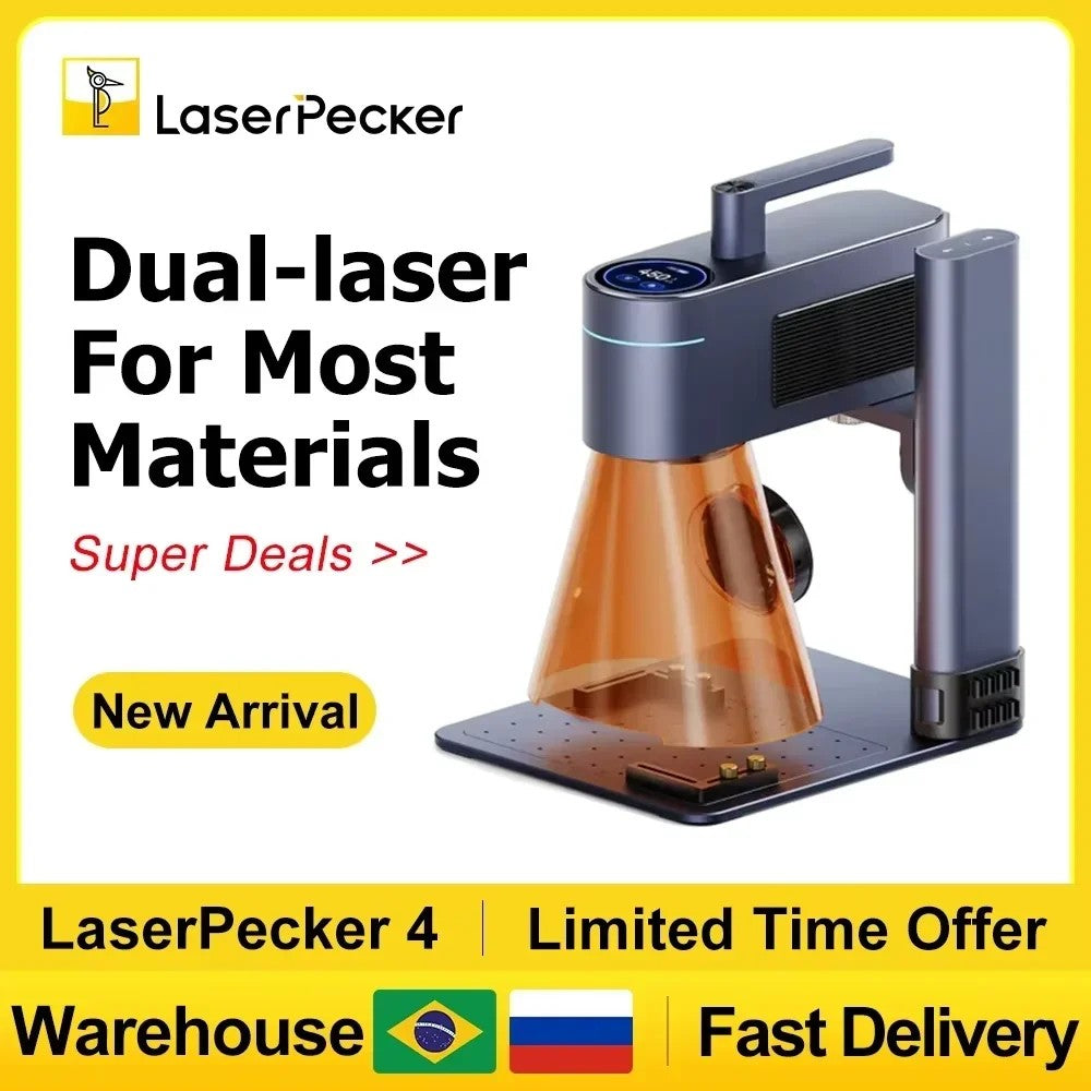 Máquina de Gravação a Laser LASERPECKER 4 LP4 para Todos os Materiais Gravador a Laser de Luz Dupla Portátil para Metais Madeira Plástico Escultura