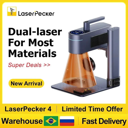 Máquina de Gravação a Laser LASERPECKER 4 LP4 para Todos os Materiais Gravador a Laser de Luz Dupla Portátil para Metais Madeira Plástico Escultura