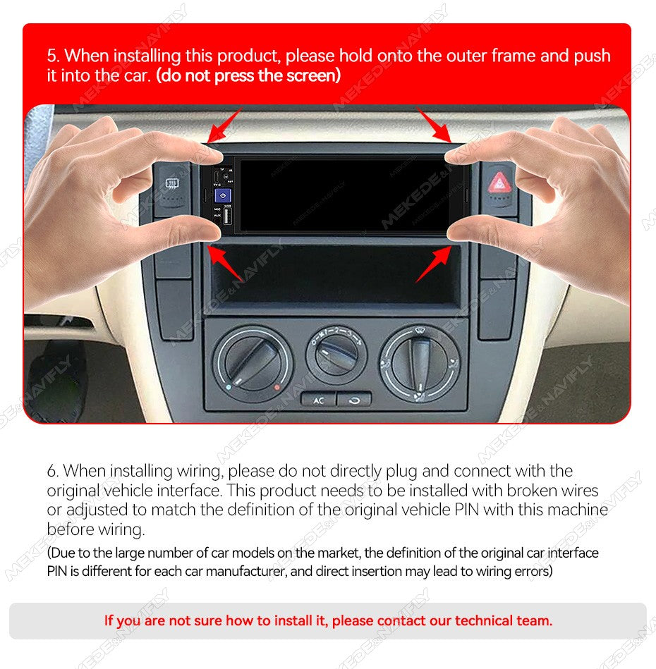 MEKEDE 1Din 6.86 polegadas Carplay Android Auto Rádio Automotivo Universal Reprodutor Multimídia com BT FM Estéreo USB Tipo-C Câmera Unidade Principal