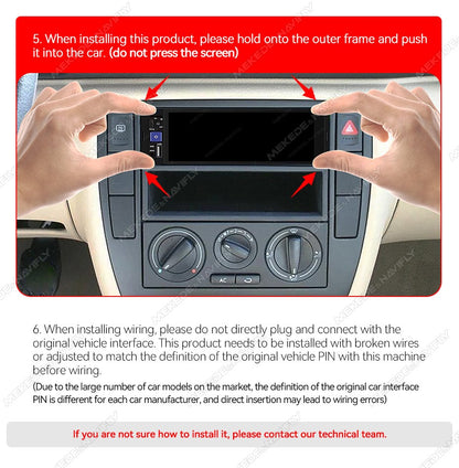 MEKEDE 1Din 6.86 polegadas Carplay Android Auto Rádio Automotivo Universal Reprodutor Multimídia com BT FM Estéreo USB Tipo-C Câmera Unidade Principal