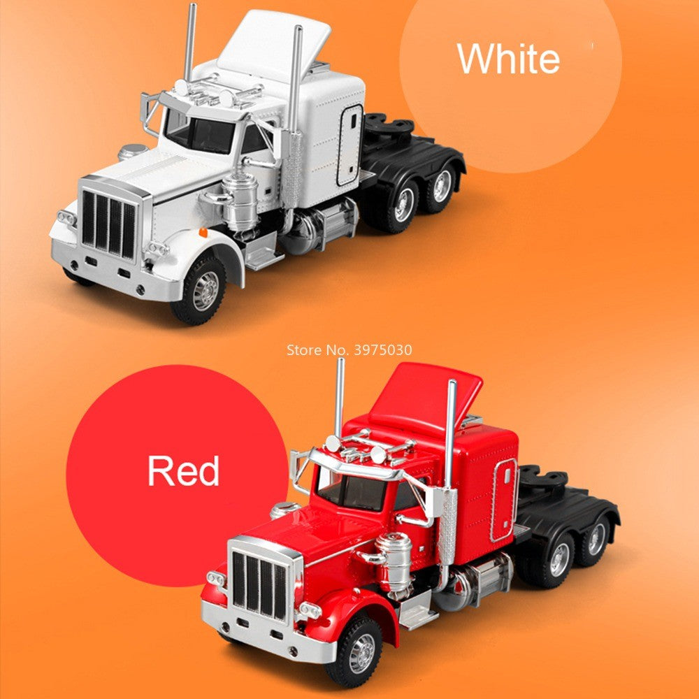 1:50 Modelos de Caminhões Pesados de Liga Leve Veículos de Contêiner Brinquedos Carro de Transporte em Miniatura com Luz e Música Pneus de Borracha Presentes para Crianças