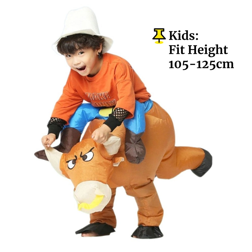 Inflatable Riding Bull Cowboy Costume Adult Funny Blow Up Rodeo Bull Outfit For Halloween Carnival Cosplay Party Dress Up