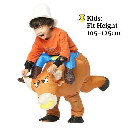Inflatable Riding Bull Cowboy Costume Adult Funny Blow Up Rodeo Bull Outfit For Halloween Carnival Cosplay Party Dress Up