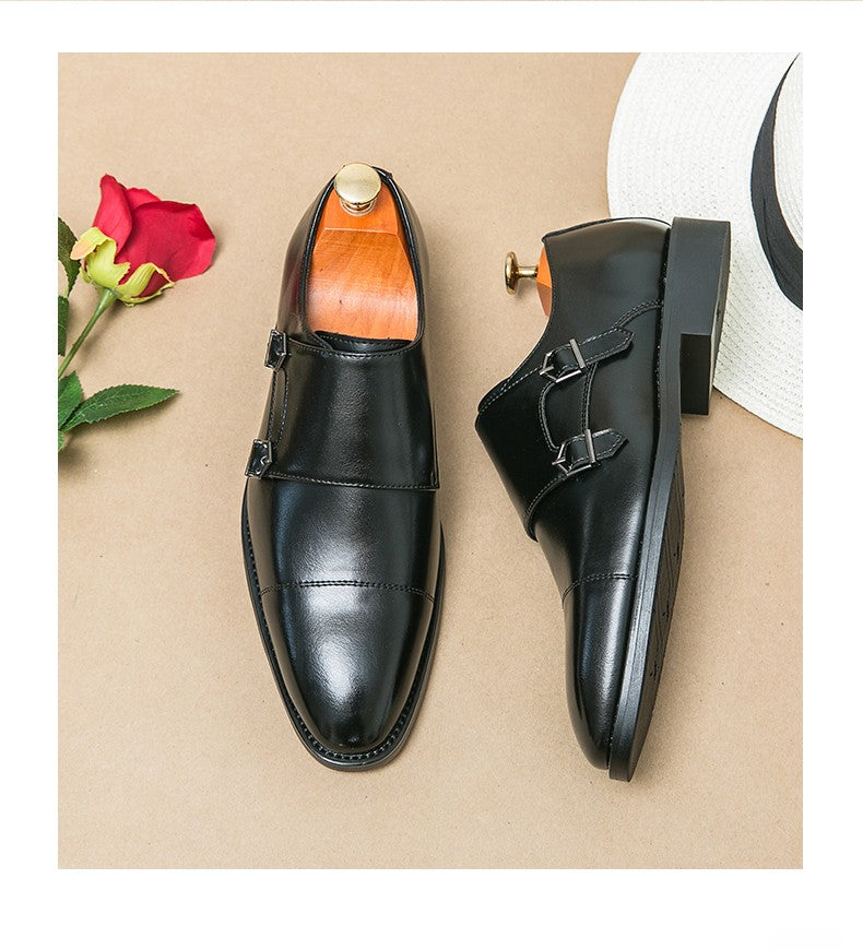 Large size men's three-point casual leather shoes men's leather business gentleman British style dress men Mengke shoes
