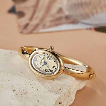 Fashionable Luxury Elegant ladies' Bracelet Watch Roman Numeral Oval Waterproof Women's Quartz Watch reloj ???? ??????? ????????