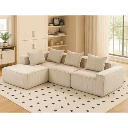 Sectional boneless Couch with L-Shape Chaise,Modern Modular sleeper Sofa with Deep Seat, Upholstered Couches for Room
