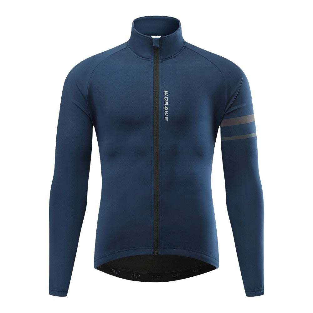WOSAWE Men's Cycling Jersey Winter Thermal Long Sleeve Fleece MTB Cycling Jacket Bicycle Top Bike Clothing with 3 Rear Pockets