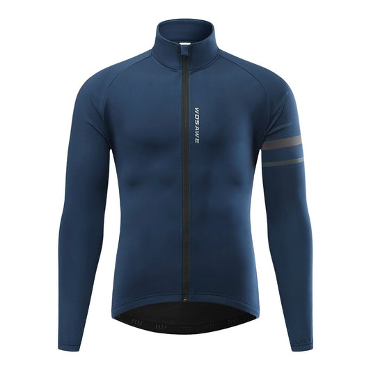 WOSAWE Men's Cycling Jersey Winter Thermal Long Sleeve Fleece MTB Cycling Jacket Bicycle Top Bike Clothing with 3 Rear Pockets