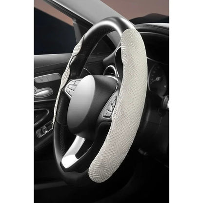 Embossed Napa leather steering wheel cover, anti-slip and sweat-absorbing handlebar cover, semi-covered protective cover