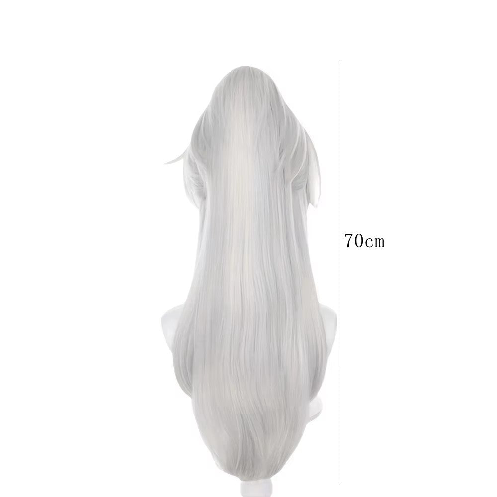 Anime Cosplay Jing Yuan Peruca Longa Reta Prata Branca Rabo de Cavalo Cabelo Sintético Peluca Para Frieren Festival Adereços de Role Play